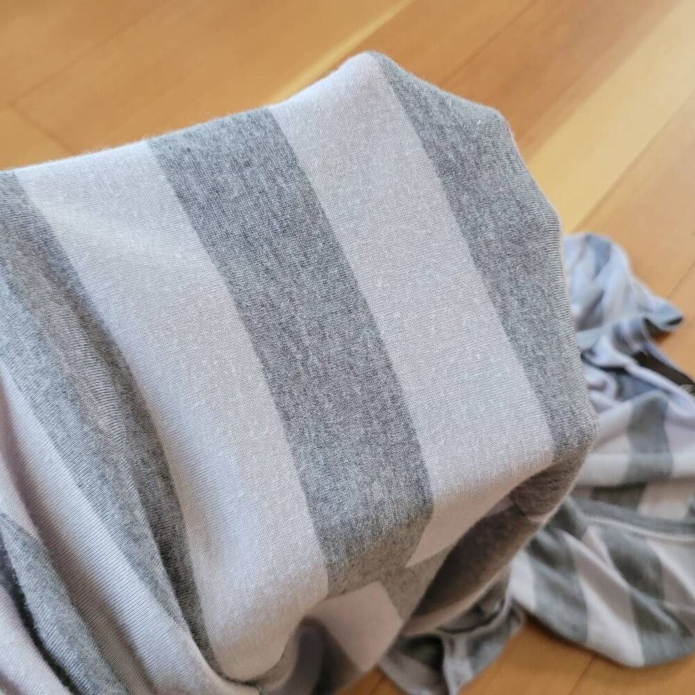 Lush grey & lilac striped tunic top cap sleeve lagom lagenlook comfort - Picture 5 of 10
